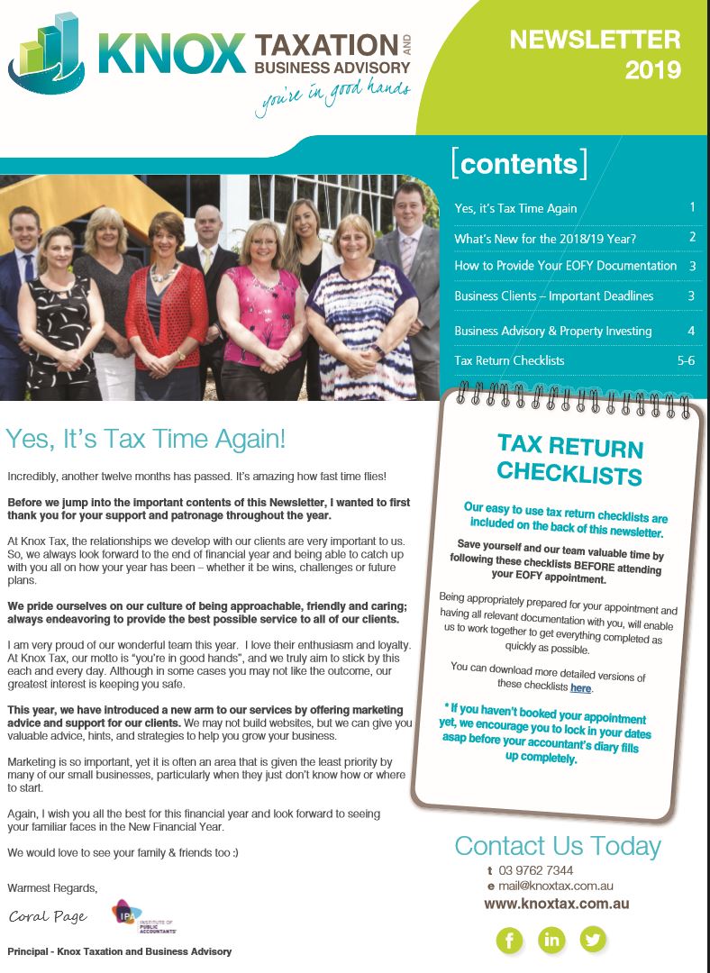 Knox Taxation 2019 Newsletter - EOFY